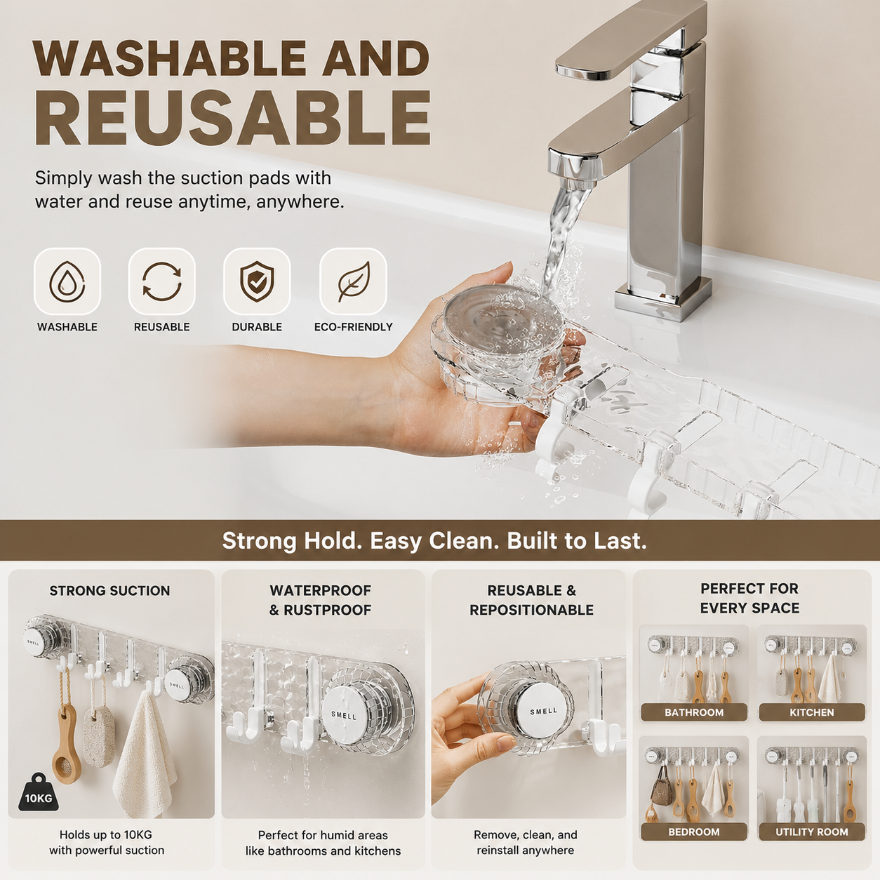 Heavy-Duty Wall-Mounted Suction Hooks