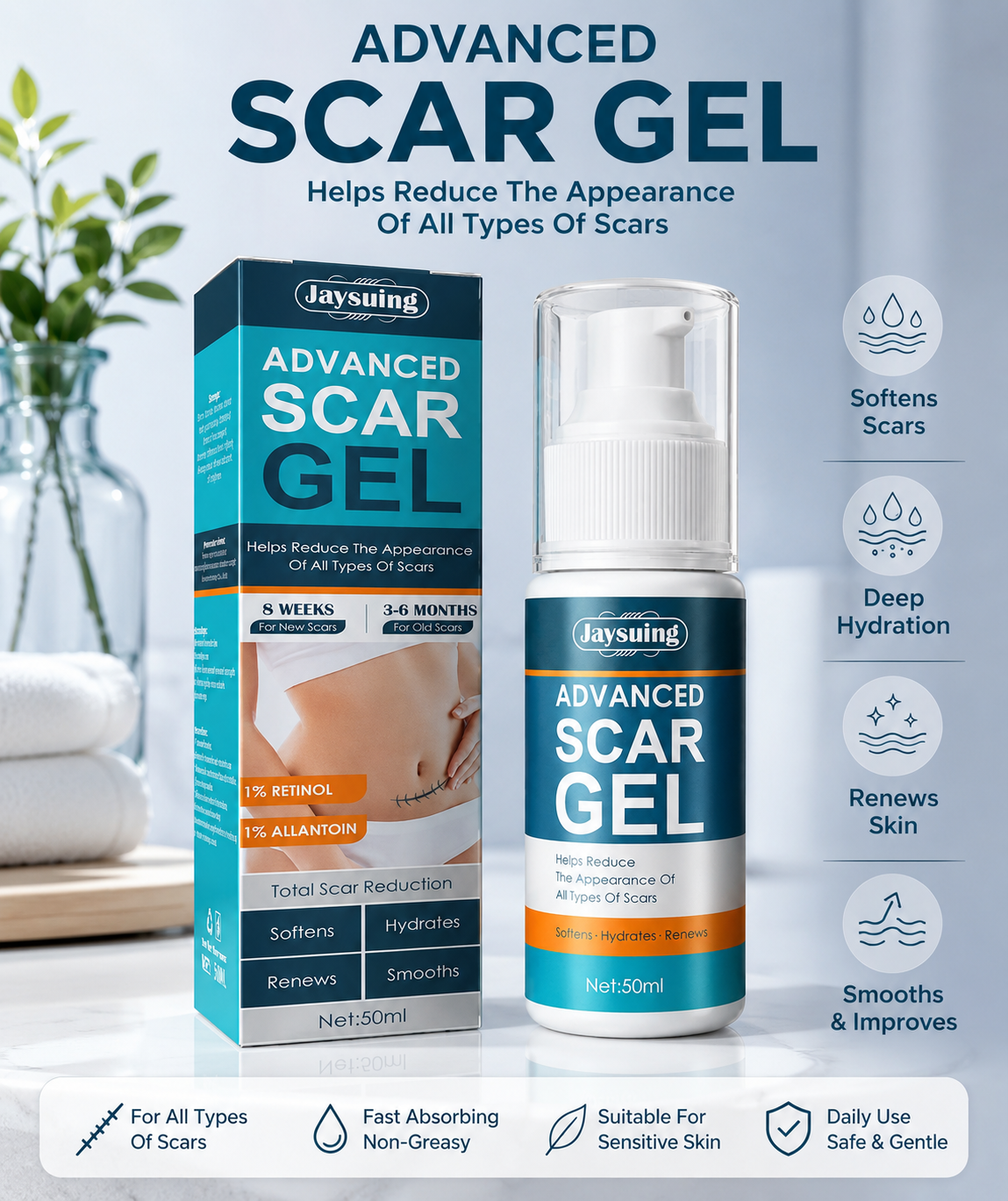 Silicone Scar Removal Stick — Invisible, Fast-Drying Scar Care