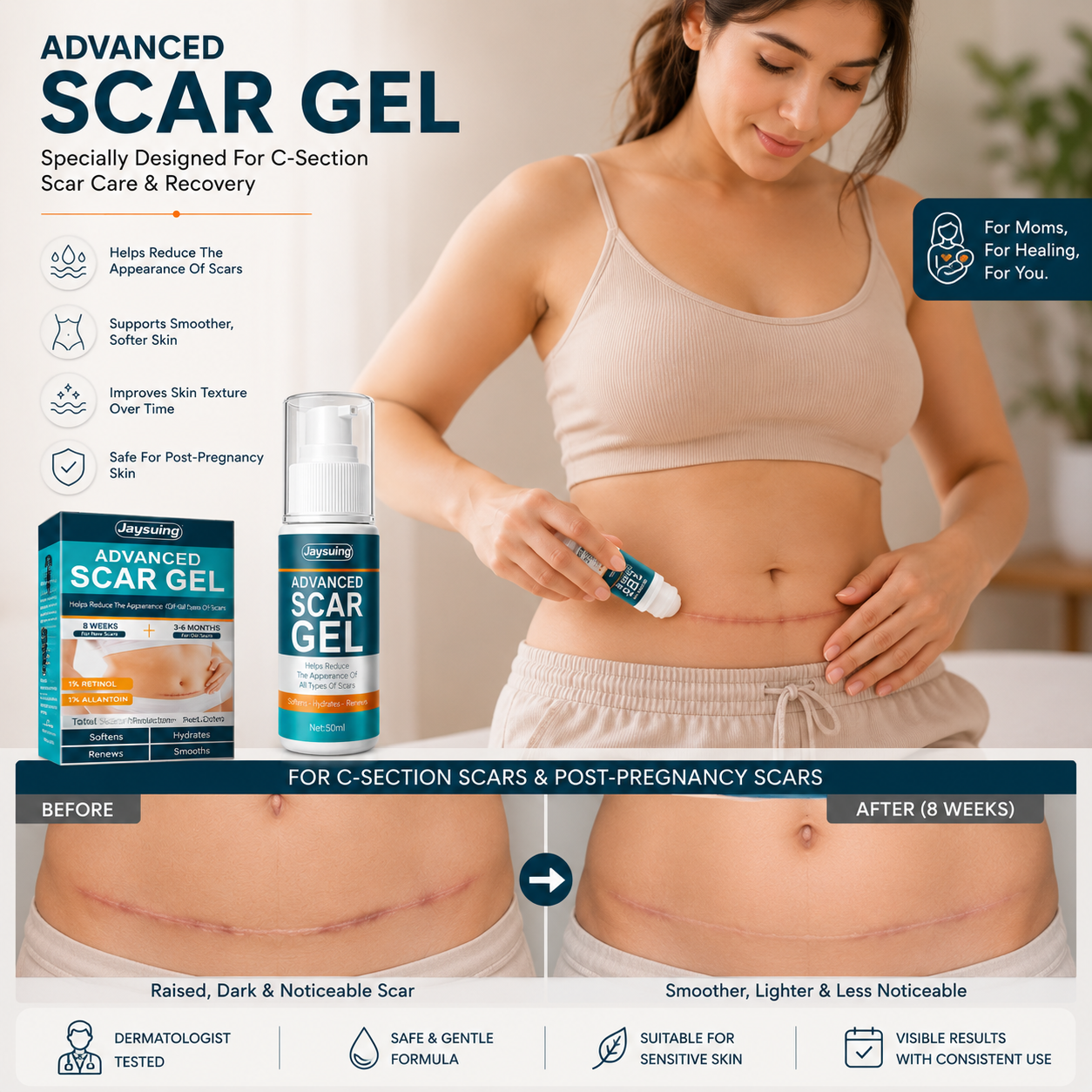 Silicone Scar Removal Stick — Invisible, Fast-Drying Scar Care